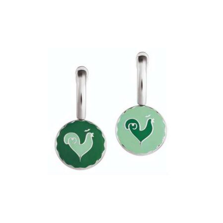 CHANTECLER ORECCHINI IN ARGENTO DOUBLE FACE CON SMALTO VERDE